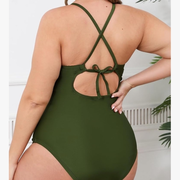 Cupshe Forest Green Halter One-Piece Swimsuit - Picture 2 of 5
